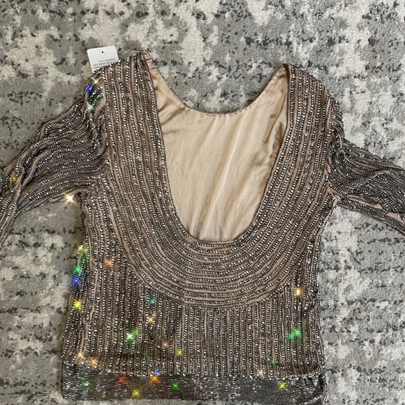 Parker Open Back Beaded Three Quarter Sleeve Blouse - Picture 6 of 7